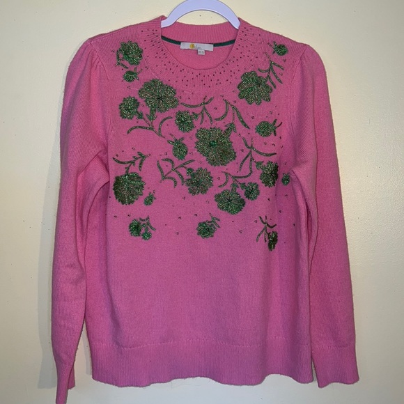 Boden Has Something For You! Lovely Pink & Green Wool/Alpaca Blend-Sweater - Picture 5 of 12